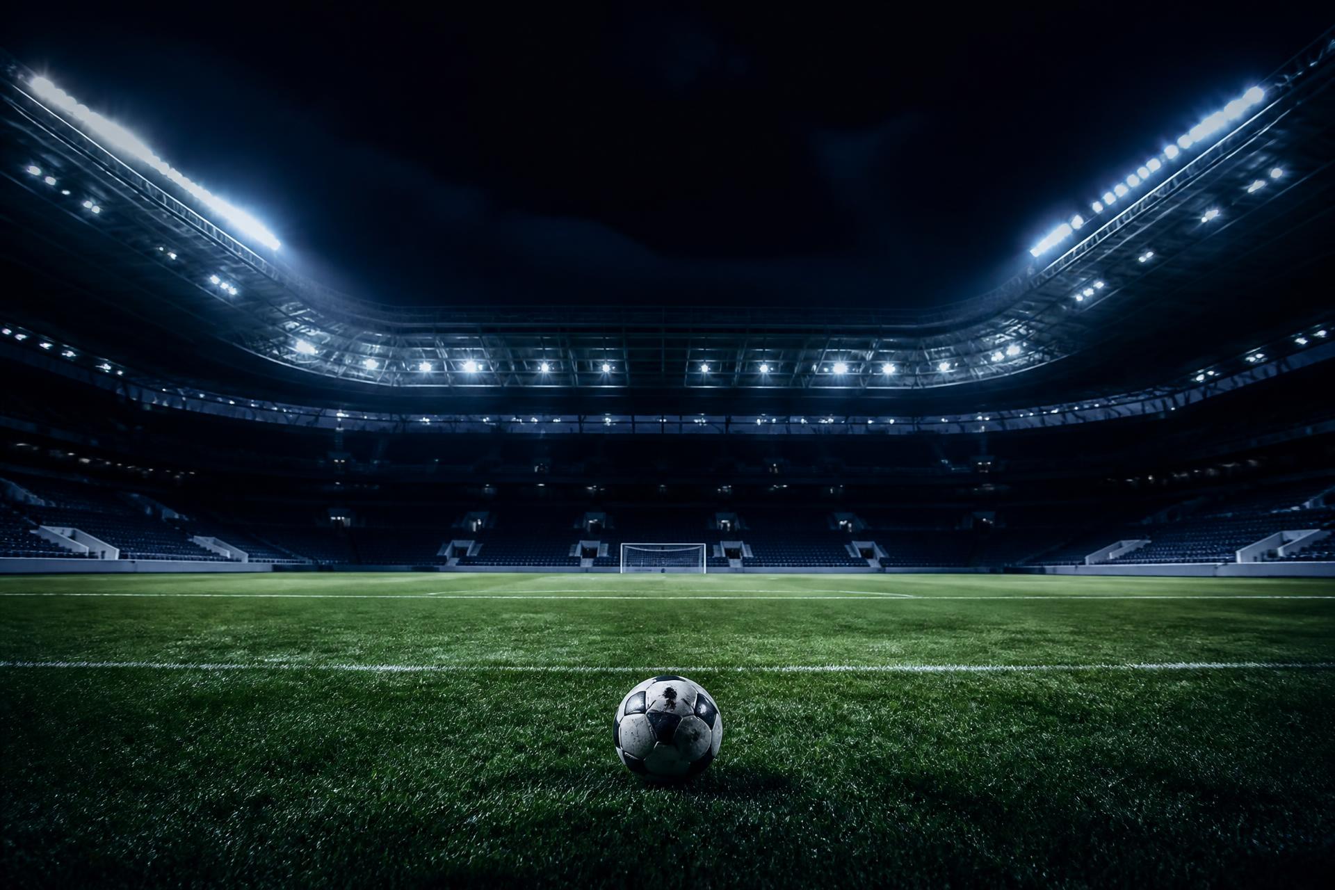 Prazan fudbalski stadion pod reflektorima